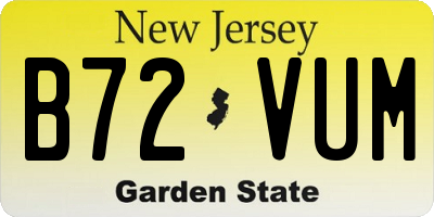 NJ license plate B72VUM