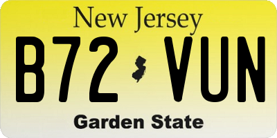 NJ license plate B72VUN