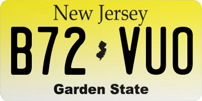 NJ license plate B72VUO
