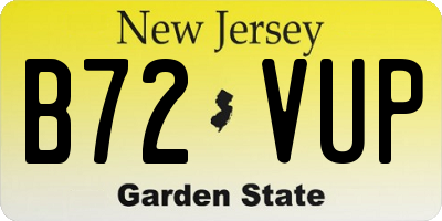 NJ license plate B72VUP
