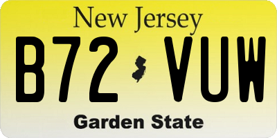 NJ license plate B72VUW
