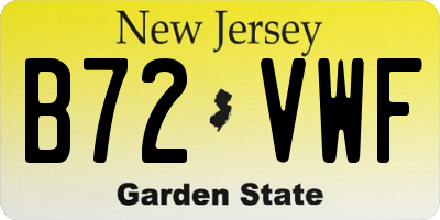 NJ license plate B72VWF