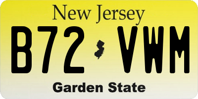 NJ license plate B72VWM