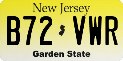 NJ license plate B72VWR