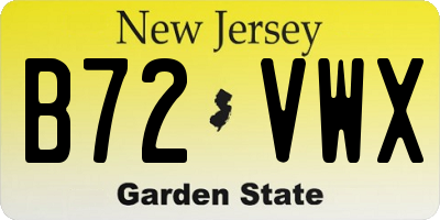 NJ license plate B72VWX