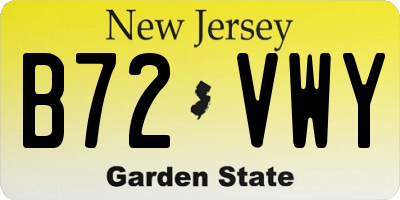 NJ license plate B72VWY