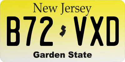 NJ license plate B72VXD