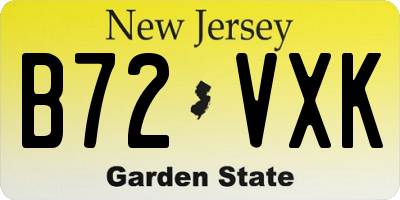 NJ license plate B72VXK