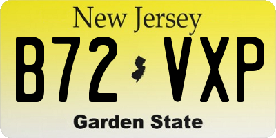 NJ license plate B72VXP