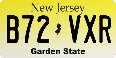 NJ license plate B72VXR