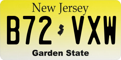 NJ license plate B72VXW
