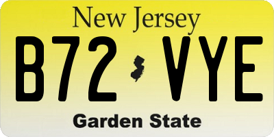 NJ license plate B72VYE
