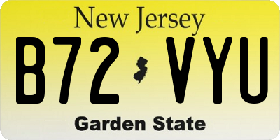 NJ license plate B72VYU