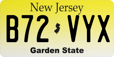 NJ license plate B72VYX