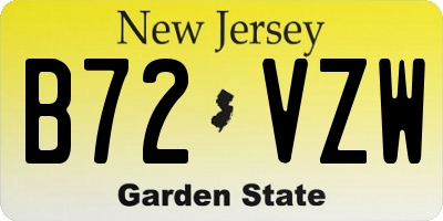 NJ license plate B72VZW