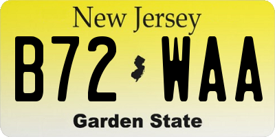 NJ license plate B72WAA