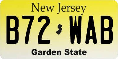 NJ license plate B72WAB