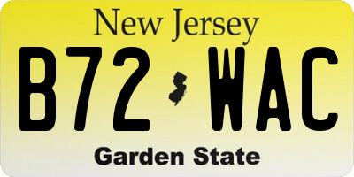 NJ license plate B72WAC