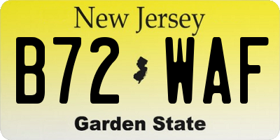 NJ license plate B72WAF
