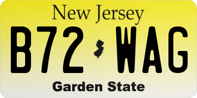 NJ license plate B72WAG