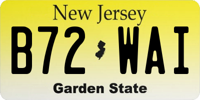NJ license plate B72WAI