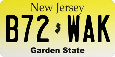 NJ license plate B72WAK