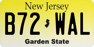 NJ license plate B72WAL