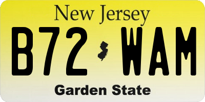 NJ license plate B72WAM