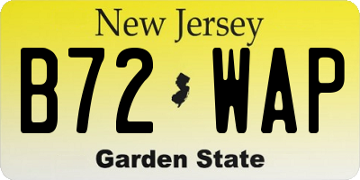 NJ license plate B72WAP