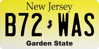 NJ license plate B72WAS