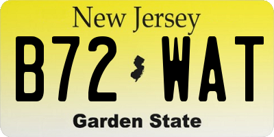 NJ license plate B72WAT