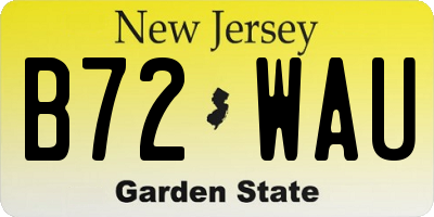 NJ license plate B72WAU