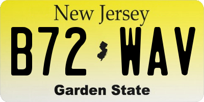 NJ license plate B72WAV