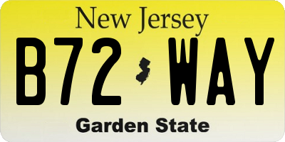 NJ license plate B72WAY