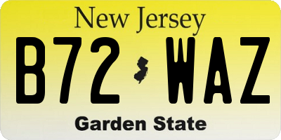 NJ license plate B72WAZ