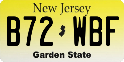NJ license plate B72WBF