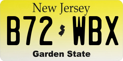 NJ license plate B72WBX