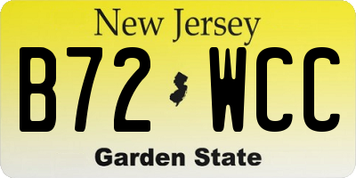 NJ license plate B72WCC