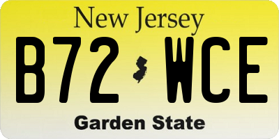 NJ license plate B72WCE
