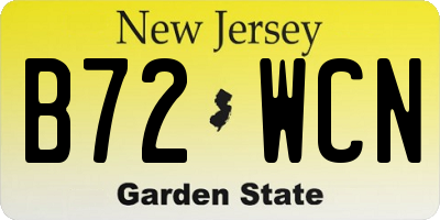 NJ license plate B72WCN