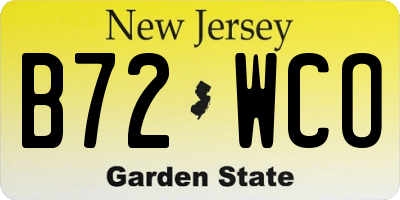 NJ license plate B72WCO
