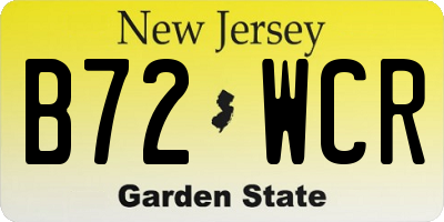 NJ license plate B72WCR