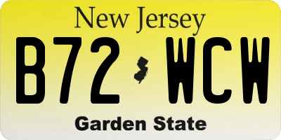 NJ license plate B72WCW