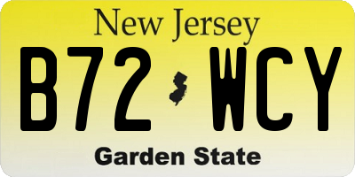 NJ license plate B72WCY