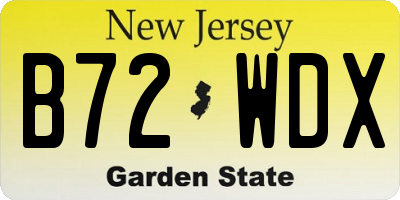 NJ license plate B72WDX