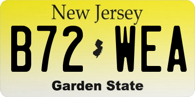 NJ license plate B72WEA