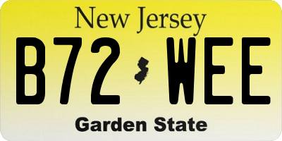 NJ license plate B72WEE