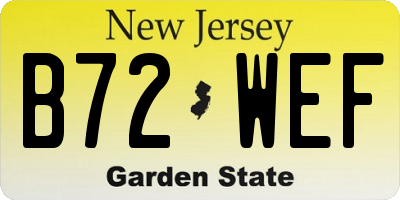 NJ license plate B72WEF