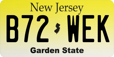 NJ license plate B72WEK