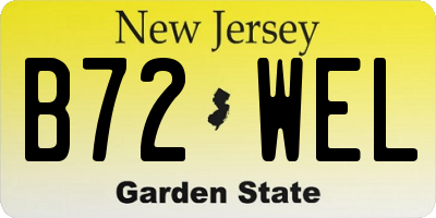NJ license plate B72WEL